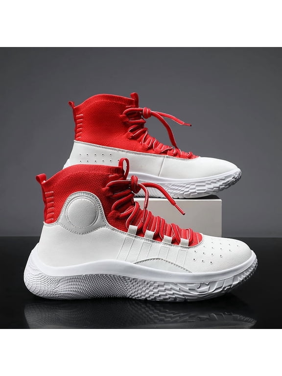 Shoes for Men Basketball Shoes with Friction Sound, Men's High-top Breathable And Anti-slip Sports Shoes, Practical And Wear-resistant Outfield Cement Court Battle Shoes