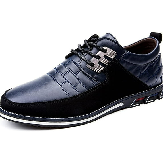 Shoes Men Leather Casual Loafers Dress Breathable Driving Moccasins Oxford Walking Shoe Arch Sneaker 11.5 Blue