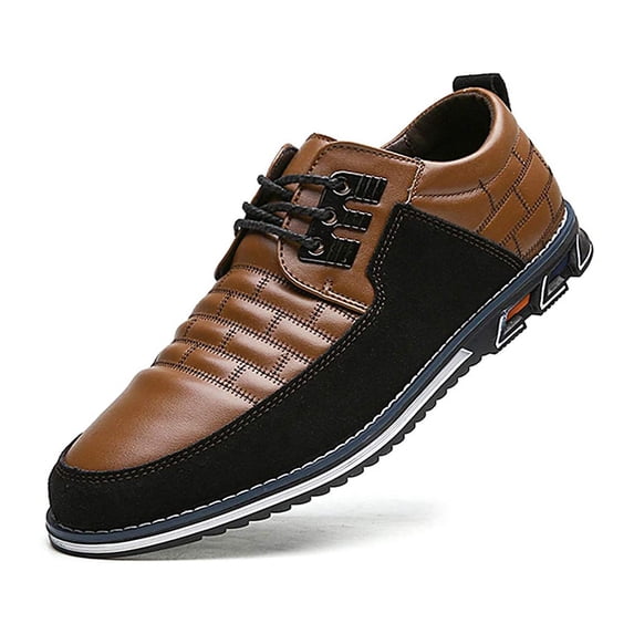 Shoes Men Leather Casual Loafers Dress Breathable Driving Moccasins Oxford Walking Shoe Arch Sneaker 12 Brown