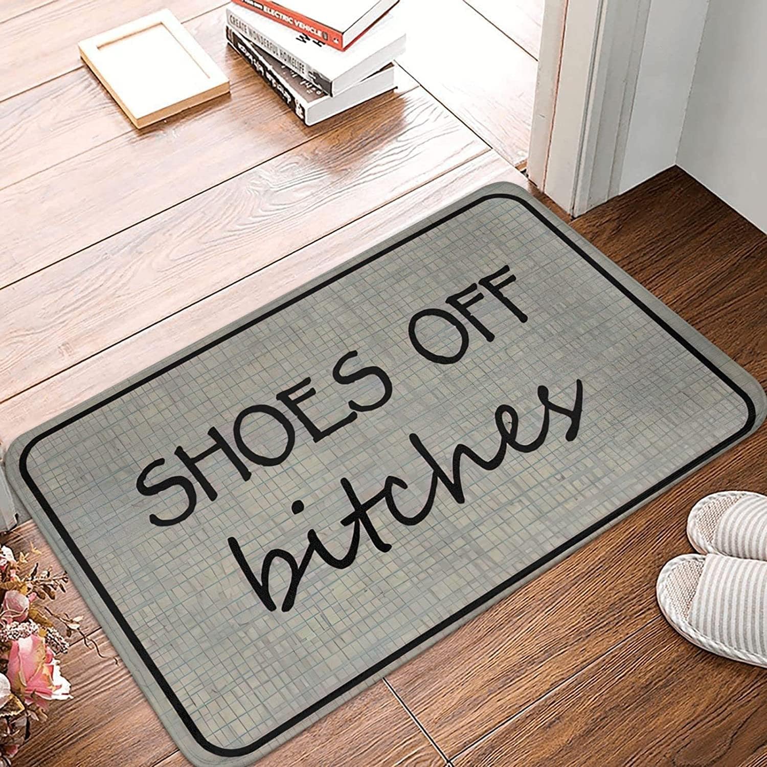 Shoes Off, Bitches Non Slip Backed Entryway Rugs for Indoor Entrance