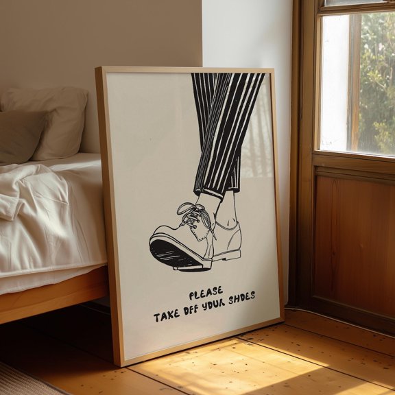 Shoes Off Print Modern Hallway Decor Clean Line Art Mudroom