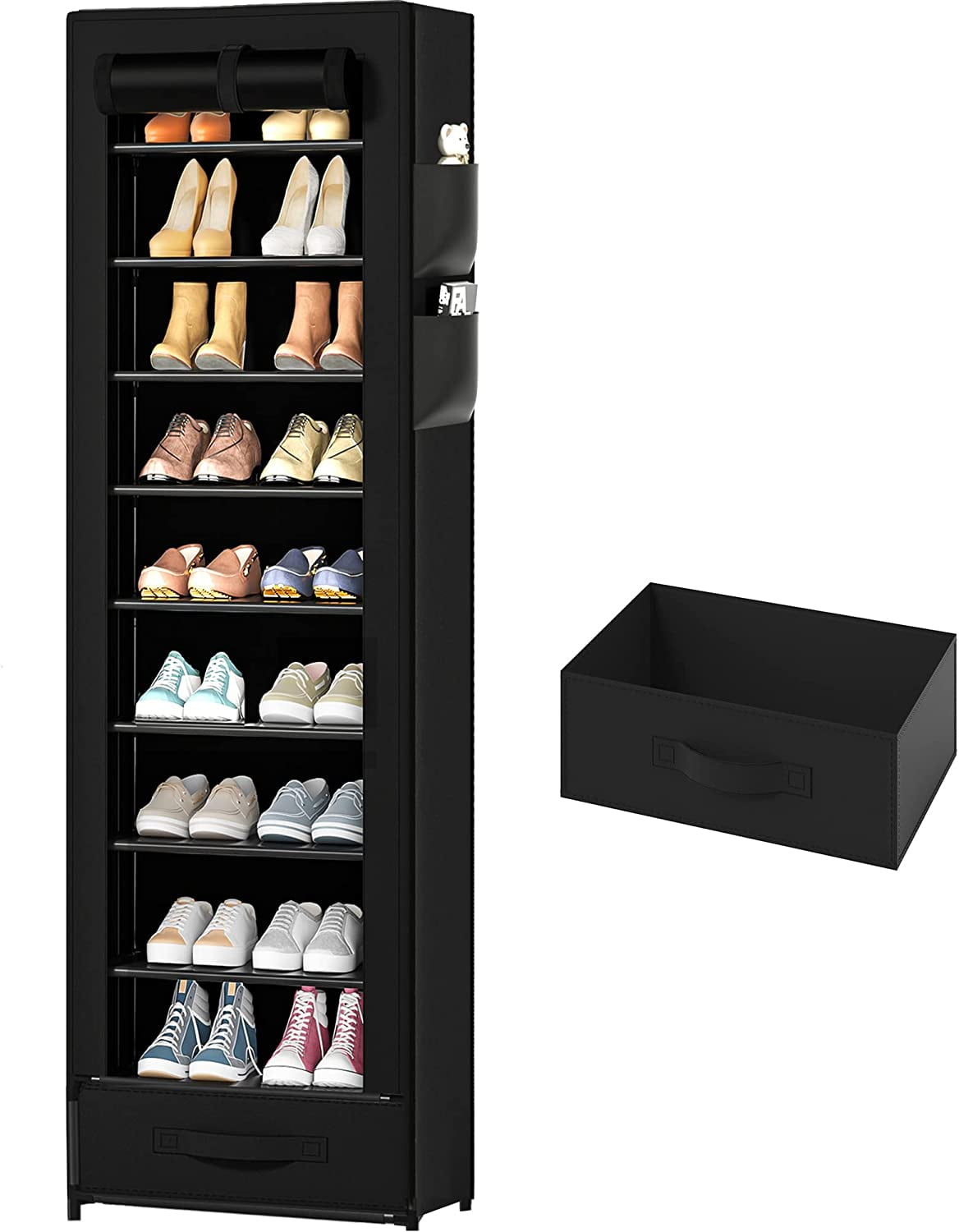 Shoes Rack 10 Tier Tall Shoe Rack Narrow Shoe Rack with Storage Box ...