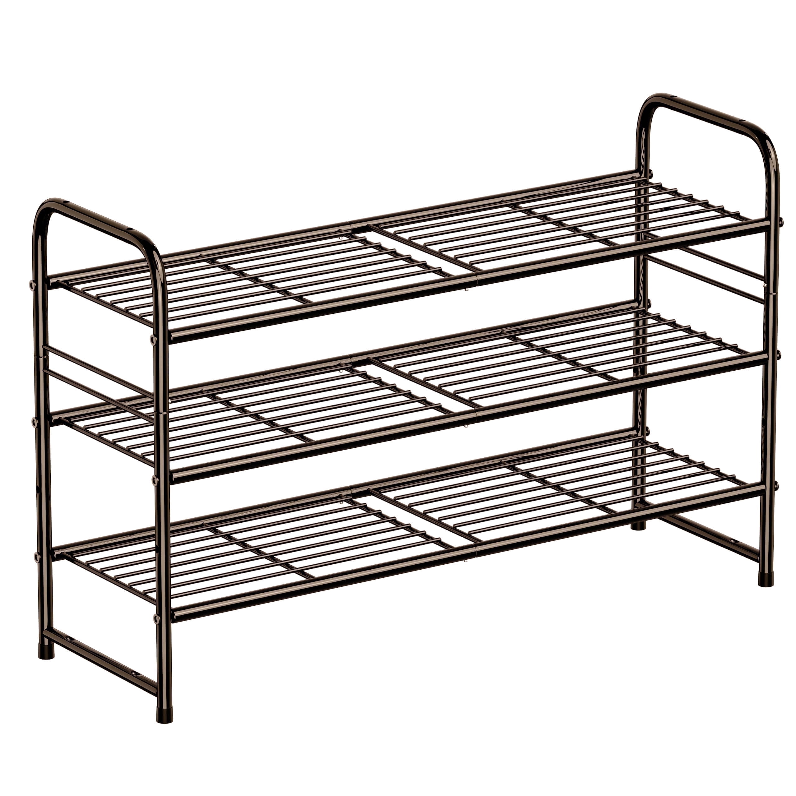 3-Tier Metal Shoes Rack for Closet, 33" Wide Shoe Storage Organizer, Rustic Bronze