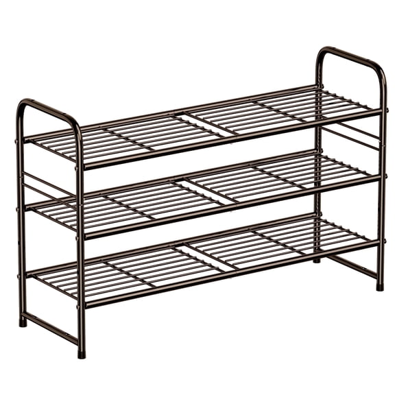 3-Tier Metal Shoes Rack for Closet, 33" Wide Shoe Storage Organizer, Rustic Bronze