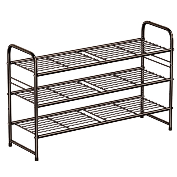 3-Tier Metal Shoes Rack for Closet, 33" Wide Shoe Storage Organizer, Rustic Bronze