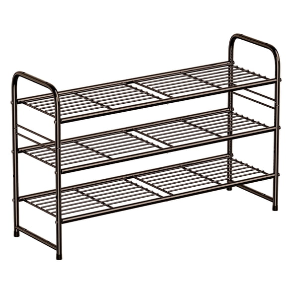 SUFAUY 3-Tier Stackable Metal 33" Wide Shoes Rack, Rustic Bronze