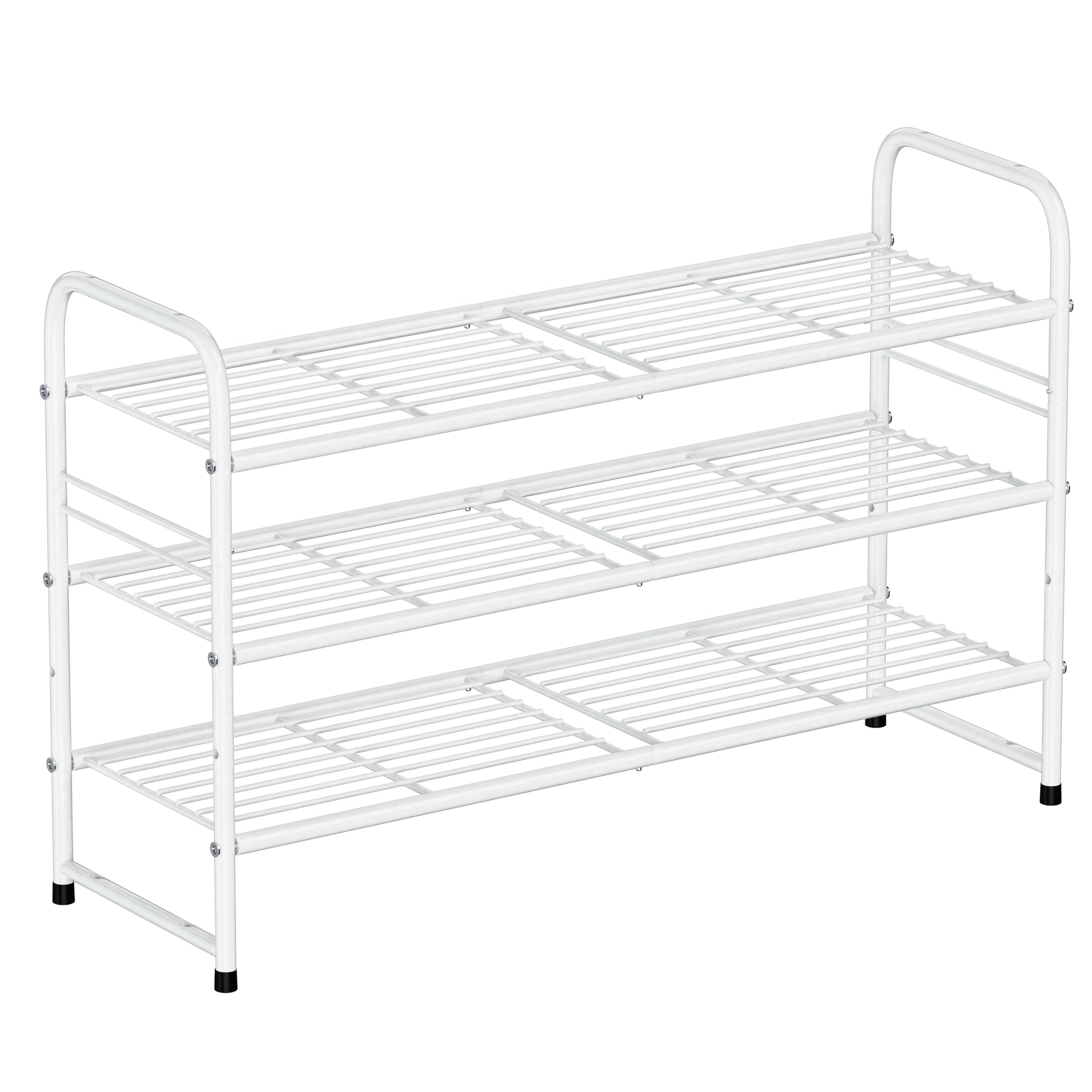 3-Tier Metal Shoes Rack for Closet, 33" Wide Shoe Storage Organizer,  White