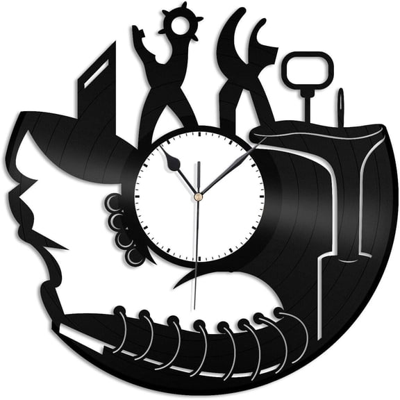 Shoes Repair Vinyl Wall Clock,Vinyl Record Clock Wall Art Unique Room Decorations Handmade Gift