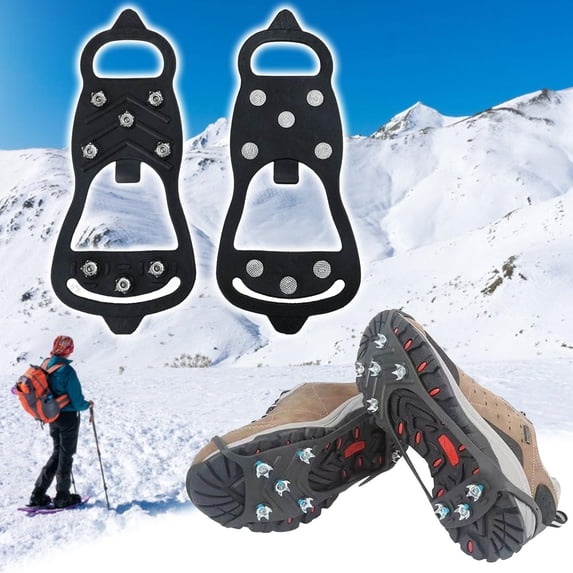 Shoes Spikes Non Slip Gripper Spike Ice Traction Cleats Walk Traction Cleat Durable Ice Snow Grips for Shoes, Boot with 5/8/10 Steel Studs Crampons
