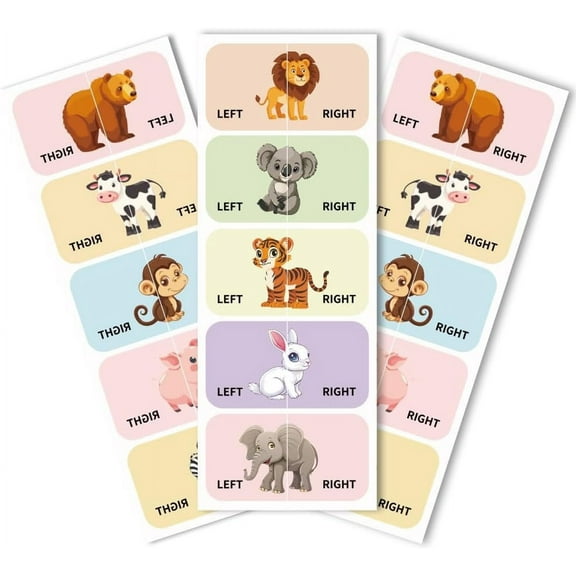 Shoes Stickers DIY for Shoes Learning Left Right Cute Animals 100pcs(50 Pairs) Self-Adhesive Shoes Stickers Labels Decals to Help Put Shoes On