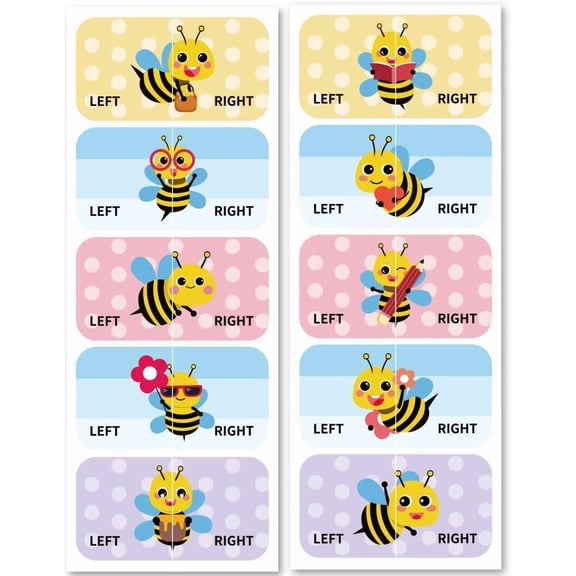 Shoes Stickers for Shoes Learning Left Right Bee 100pcs(50 Pairs) Self-Adhesive Shoes Stickers Labels Decals to Help Put Shoes On