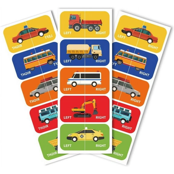Shoes Stickers for Shoes Learning Left Right Cars Patterns 100pcs(50 Pairs) Self-Adhesive Shoes Stickers Labels Decals to Help Put Shoes On DIY