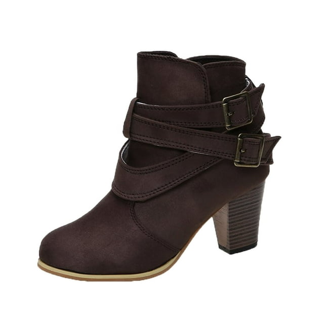 Shoes Thick Scrub Heel Ankle Women's Buckle High Fashion Boots Student