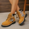 thumbnail image 1 of Shoes for Women Combat Boots Chunky Lug Sole Ankle Boots Women's Embroidery Fashionable Fall And Winter Style Super Eye-Catching Trendy Workwear Short Boots Yellow 38, 1 of 7