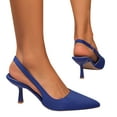 thumbnail image 1 of Shoes for Women Dressy Casual Women's Summer Large Size Satin High Heel Sandals Shallow Mouth Shoes Women's Slingback Dressy Pointed Closed Toe Ankle Strap Elegant Wedding Formal Shoes, 1 of 5