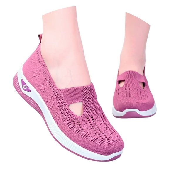 Shoes for Women,Flower Embroidered On Knitting Flat Loafers,Mary Jane Breathable Elastic Mesh Comfy Platform Non Memory Foam,Walking Shoes(Size:10)