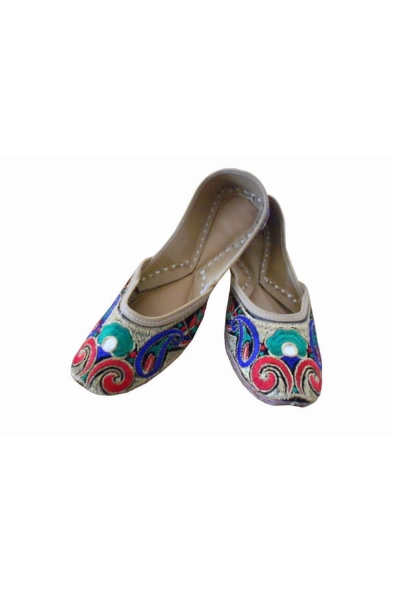 Shoes Women Jutties Mojaries Leather Handmade Indian Punjabi Flats US 5.5