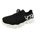 thumbnail image 1 of Shoes Women Sneakers Female Womens Sneakers Women's Fashion Mesh Cloth Leopard Print Sneakers Breathable Non Slip Lace Up Casual Shoes(Black,8), 1 of 4
