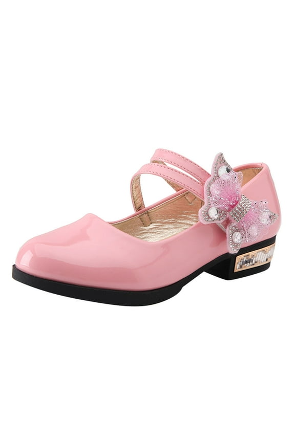 Shoes for Boys Girl's Casual Single Dance Performance Training Non-Slip Small Leather Shoes Girls Sneakers Pink 8 Years-9 Years