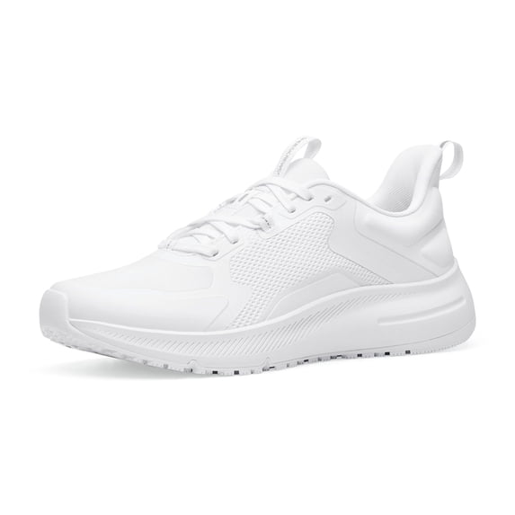 Shoes for Crews Crossing, Men's Slip Resistant Work Shoes, Healthcare and Food Service Sneakers, Water Resistant, White, Size 11