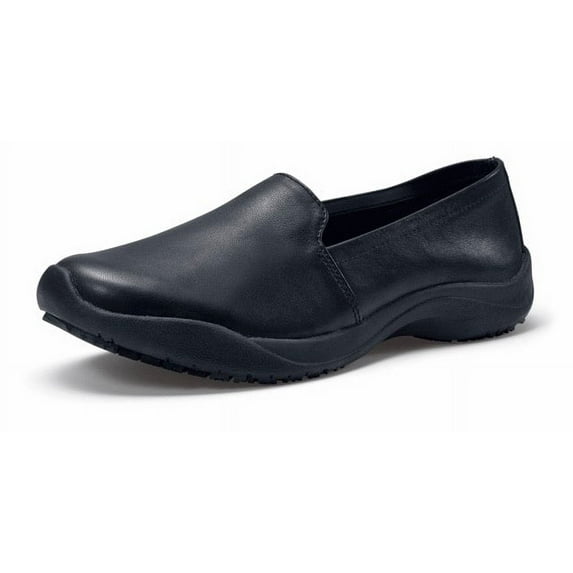 Shoes for Crews LILA Jasmine Women's Loafer Flat, Casual, Slip-resistant, Leather, Black