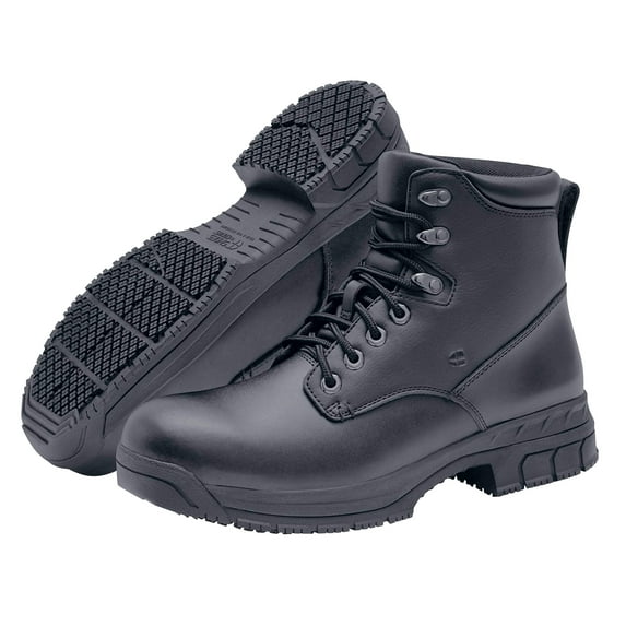 Shoes for Crews Rowan, Men's, Women's, Unisex Soft Toe (ST) Slip Resistant Work Shoes, Water Resistant, Black, Men's 11 / Women's 12.5 Wide