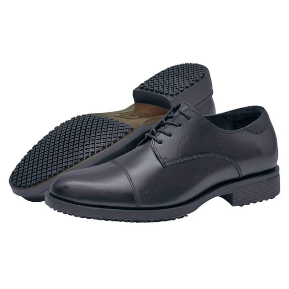 Shoes for Crews Senator, Men's Soft Toe Uniform Dress and Work Shoes, Slip Resistant, Water Resistant, Black, Size 7
