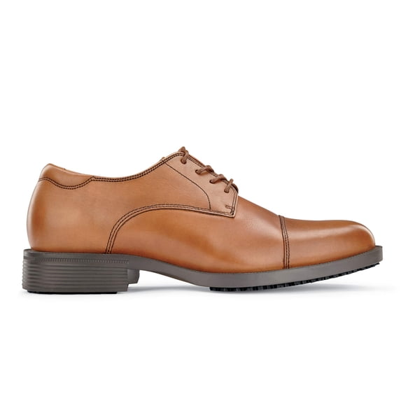 Shoes for Crews Senator, Men's Soft Toe Uniform Dress and Work Shoes, Slip Resistant, Water Resistant, Brown, Size 11
