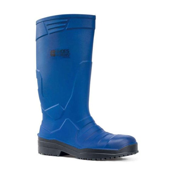 Shoes for Crews Sentinel, Men's, Women's, Unisex Steel Toe (ST) Work Boots, Slip Resistant, Water Resistant, Blue, Size 5