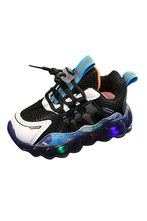 Shoes for Girls Boy's Girl's Fashion Light On Led Casual Soft Sole Running Sport Shoes Boys' Sneakers Blue 12 Months-18 Months