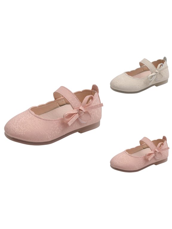 Shoes for Girls Girls Sneaker Children Shoes Round Toe Small Leather Shoes Fashionable Bow Princess Shoes Soft Sole Comfortable Dance Shoes