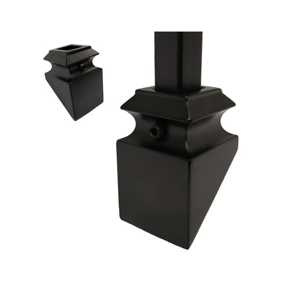 Shoes for Iron Balusters (25-Pack) Stair Parts for 1/2" Square Scroll Basket Knuckle Iron Balusters Slant/Angled Shoes (Real Black not Matte)