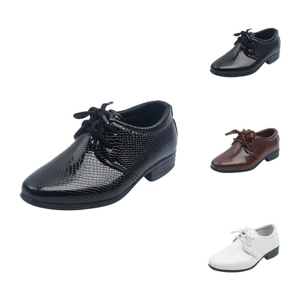 Shoes for Kids Sneakers for Boys Children Boys Leather Shoes Soft Leather Performance Lace Up British Style Casual Embossed