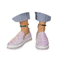 thumbnail image 1 of Shoes for Women Carnival Fashion Casual Flat Sparkly Glitter Color Round Toe Slip On Comfortable Loafers Shoes, 1 of 9