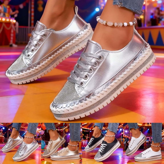 Shoes for Women Carnival Fashion Platform Sneakers Casual Lace Up Detail Comfortable Shoes