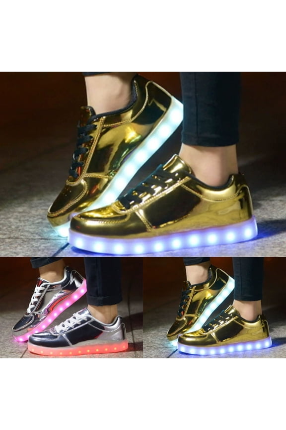 Shoes for Women Carnival New Colorful Led Luminous Couple Usb Charging Sports Board Low Top Gold Silver Sports Shoes