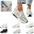 thumbnail image 1 of Shoes for Women Lace Floral Embroidered Mesh Breathable Platform Slip-on Shoes Fashion Flat Hidden High Heels Non-Slip Sneakers, 1 of 5