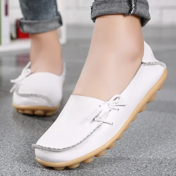 Shoes for Women Moccasins Flats Woman Loafers Genuine Leather Female Shoes Slip On Ballet Nurse Women's Shoes Plus Size 2024