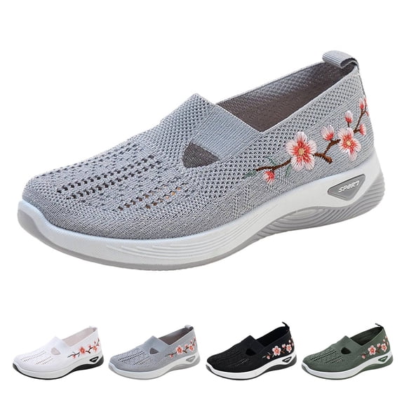 Shoes for Women Wide Width Breathable Comfortable Lightweight Slip on Sneakers Non Slip Arch Support 2026 New Gray 43