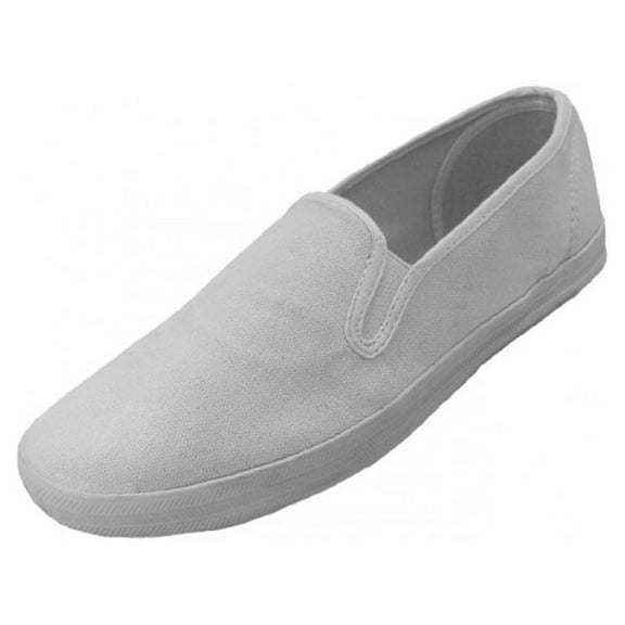 Shoes8teen Men's Casual Lace Up Canvas Sneaker (10, White Decks)
