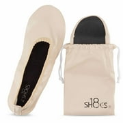 SHOES8TEEN Women's Foldable Portable Travel Ballet Flat Shoes w/Matching Carrying Case