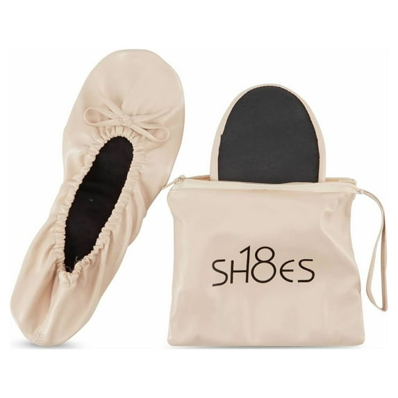 Shoes8teen Women's Foldable Portable Travel Ballet Flat Shoes w/Matching Carrying Case