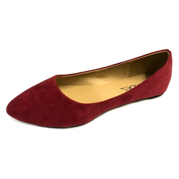 Shoes8teen Women's Pointy Toe Ballet Flats 8801-burgundymicro11