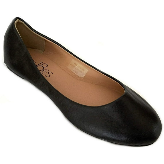 Shoes8teen Womens Ballerina Ballet Flat Shoes 8600 Black Pu 11