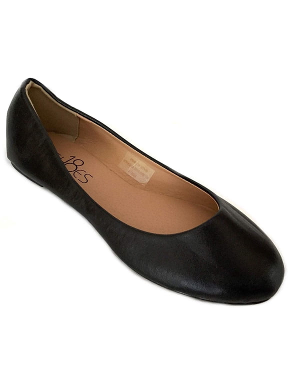 Womens Ballerina Ballet Flat Shoes 8600 Black Pu 7