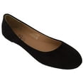 thumbnail image 1 of Shoes8teen Womens Ballerina Ballet Flat Shoes Solids/Leopard 8600 Black Micro Suede 7, 1 of 3