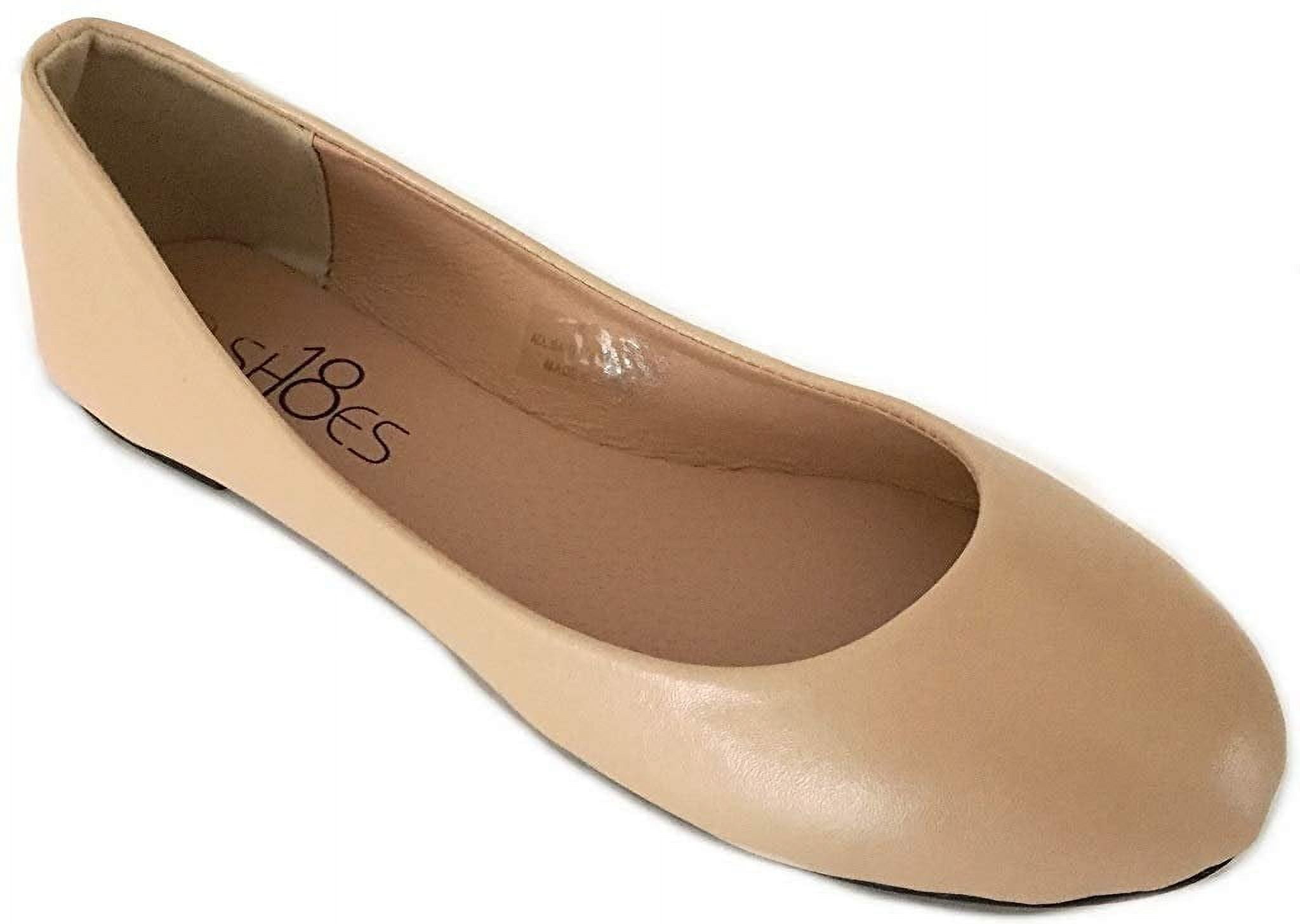 Shoes8teen Womens Ballerina Ballet Flat Shoes 8600 Nude Pu 8.5