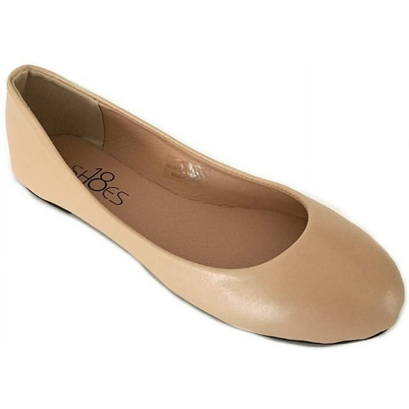 Shoes8teen Womens Ballerina Ballet Flat Shoes 8600 Nude Pu 8.5