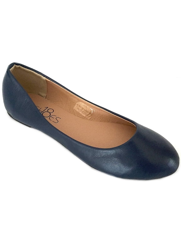 Womens Ballerina Ballet Flat Shoes 8600 Navy 10
