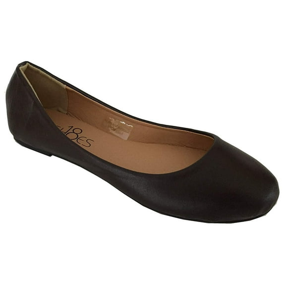 Shoes8teen Womens Ballerina Ballet Flat Shoes 8600 Brown Pu 6